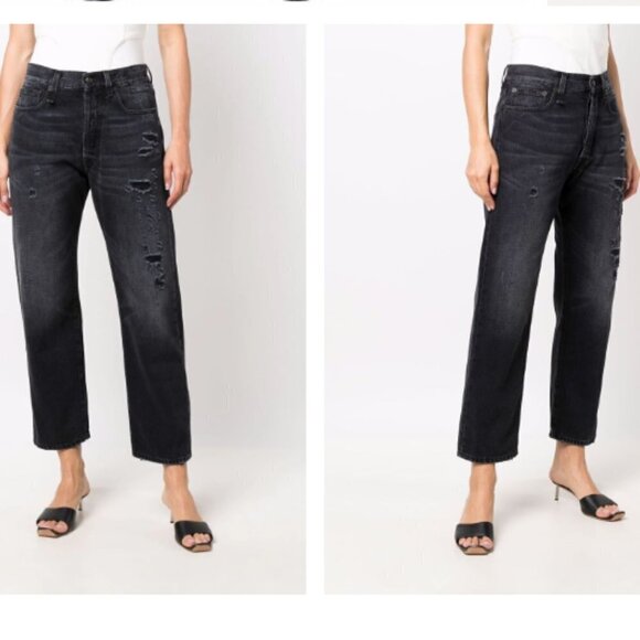 R13 Back Lace Up Jeans in Jake Black Size 27 - Picture 2 of 14